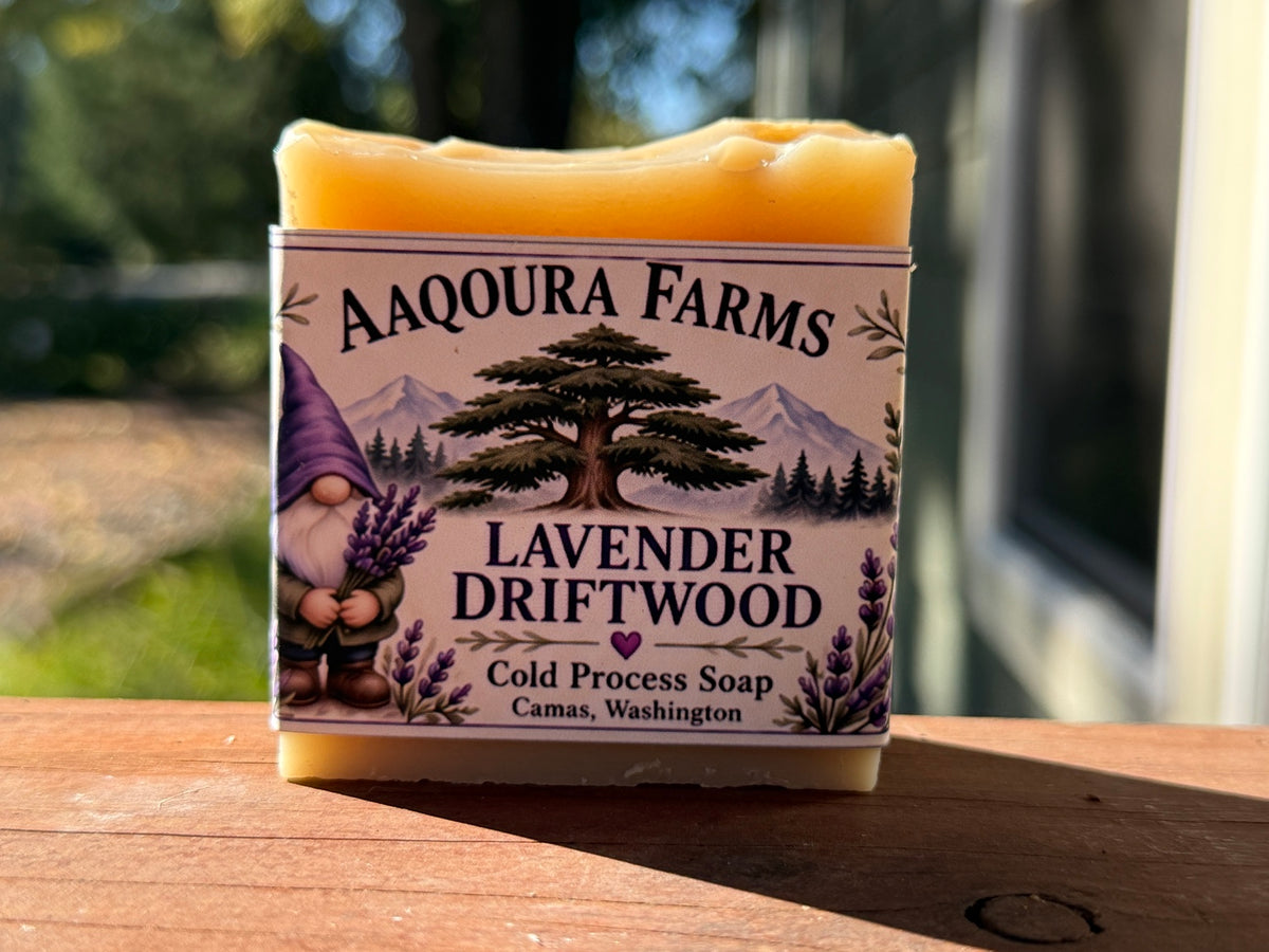 Aaqoura Farms Lavender Driftwood handmade cold-process soap, Camas, Washington