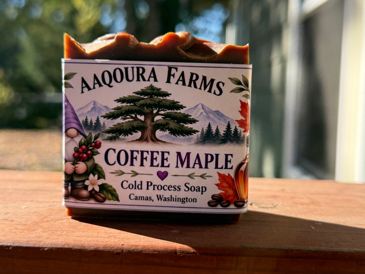 Aaqoura Farms Coffee & Maple handmade cold-process soap, Camas, Washington